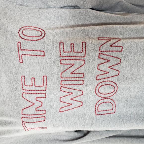 C. Wonder Women's Embroidered Time to Wine Down Grey Pullover Sweater(1762) - Picture 4 of 6